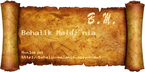 Behalik Melánia névjegykártya